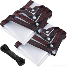 2 Pcs 6.6 × 9.8 ft Thicken Waterproof Clear Tarp,..